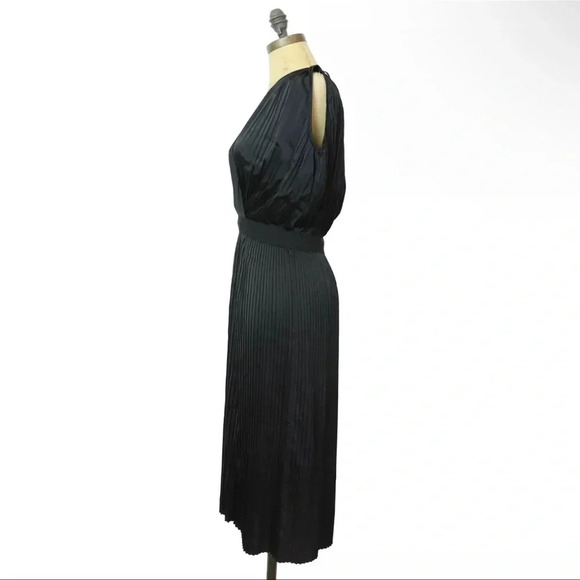 TOME Black Satin Cross Front Pleated Dress - Picture 5 of 12